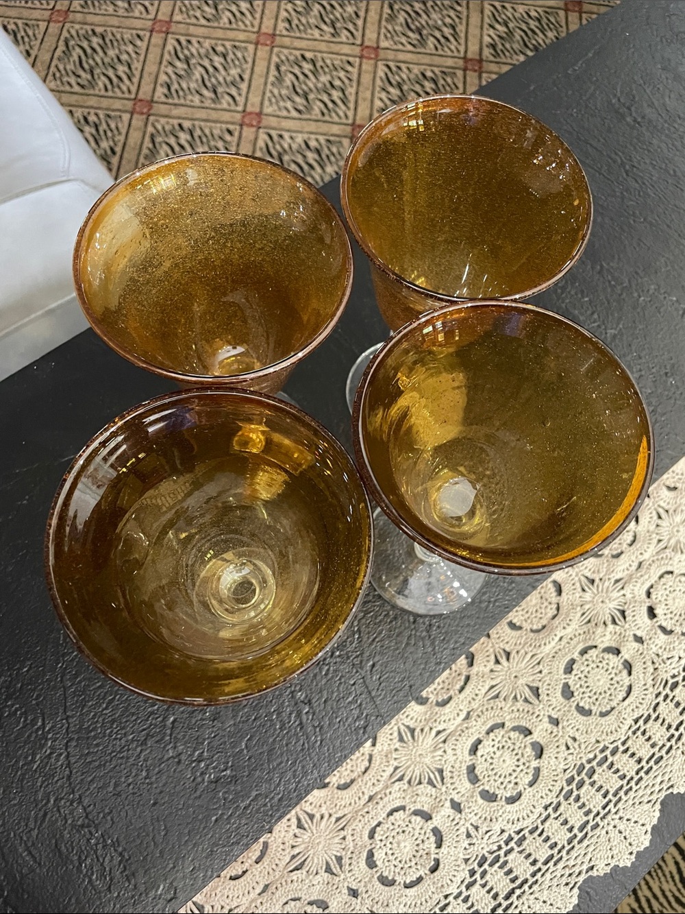 HBG Amber Glass Goblet Set -Elegant Amber Stemware (Set of 4) No chips or cracks - Picture 2 of 6